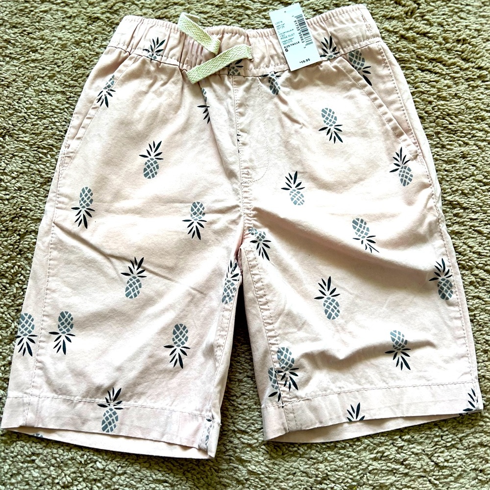 NWT children’s place boy pale pink preppy pineapple shorts size 6
